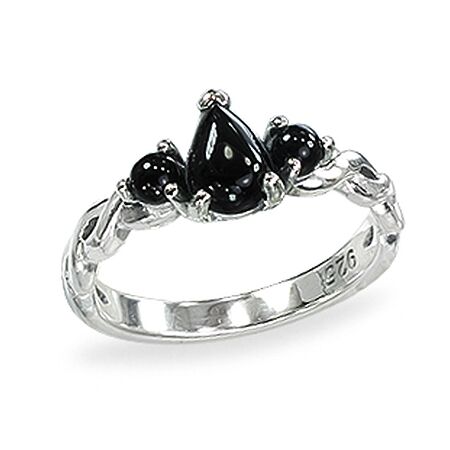 3-Stone with Heart Agate Center Marcasite Pave Ring